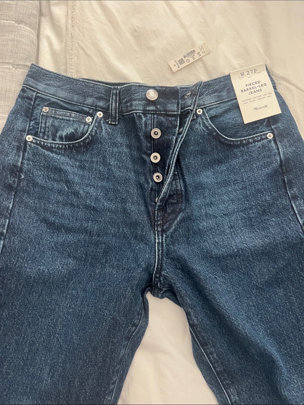 Madewell pieced barrel leg jeans - Mckinney Wash - size 27P
